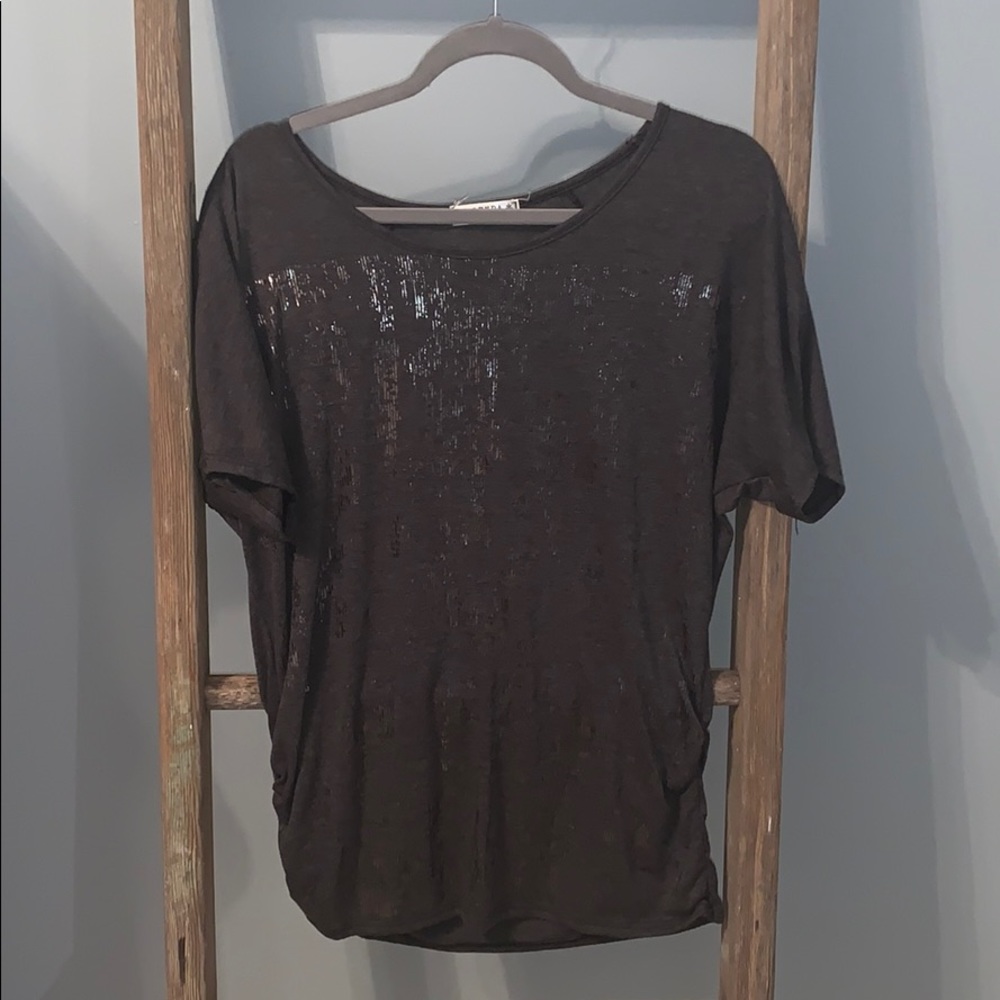 Gray blouse with silver highlights